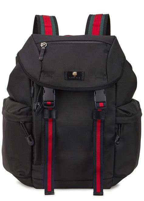 gucci backpack black green red|Gucci black canvas backpack.